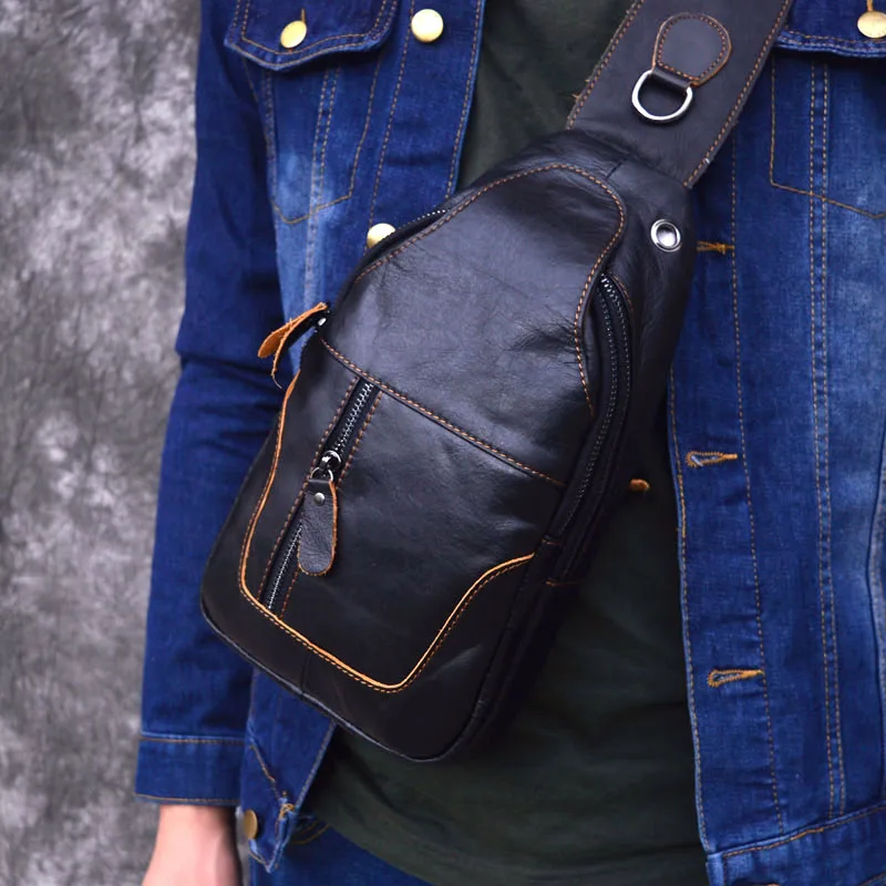 AETOO الذكور أكياس جلد طبيعي الكتف حقيبة ساعي بريد للرجال حبال الصدر حزمة Crossbody أكياس للرجال حزام حقيبة صدر للرجال جلدية