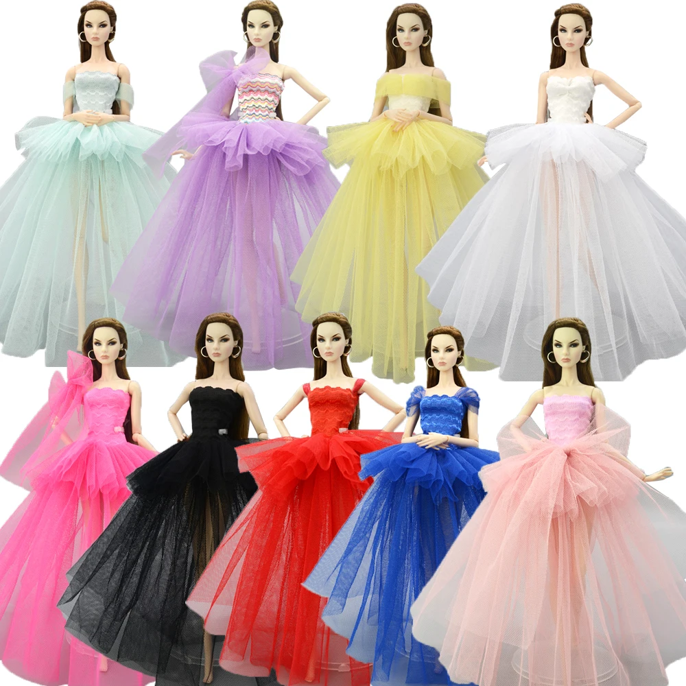 

NK Newest Doll Dress Handmade Party Wedding Clothes Top Fashion Dress For Barbie Doll Accessories Child Toys Gift 005 JJ