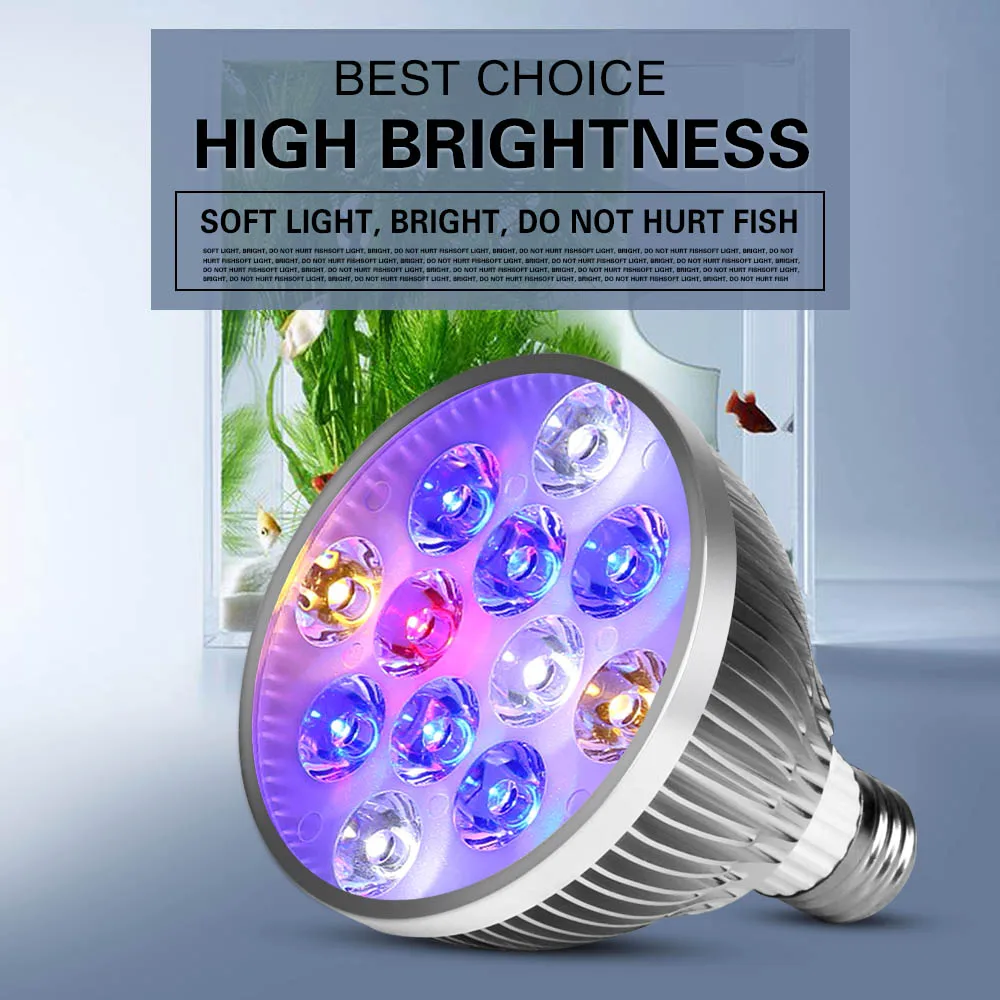 54W 36W Freshwater Saltwater aquarium lighting Marine Reef aquariums Fish tank lights Coral grow Aquatic plants E27 led light (7)