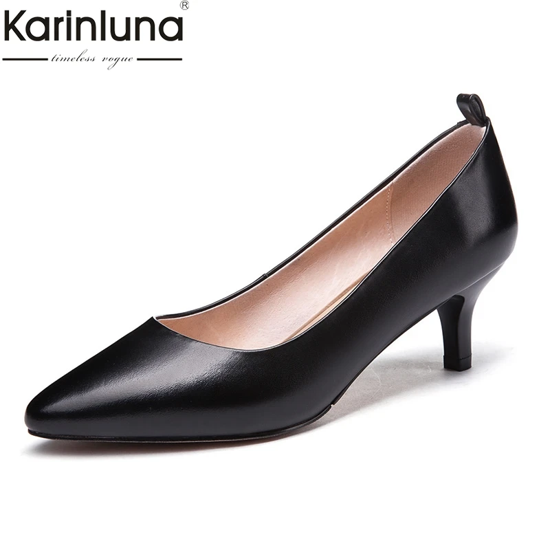 

Karinluna Big Size 43 Genuine Leather Sheepskin Women Shoes Lady Pointed Toe Elegant ankle-strap Shoes Woman Pumps