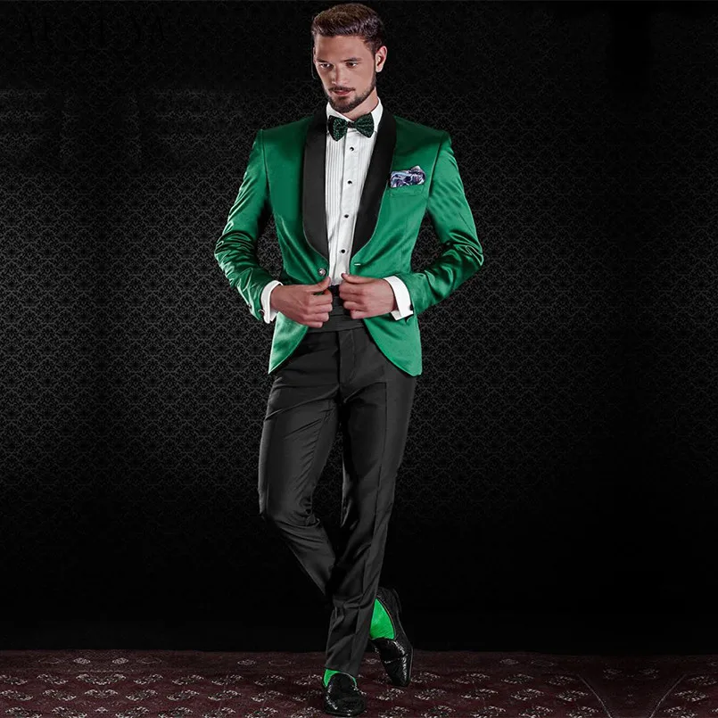 New Mens Wedding Suits High Quality Green Royal Blue Wine Red Groom Tuxedo Formal Party | Мужская одежда