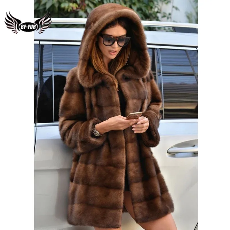 BFFUR новая зимняя теплая верхняя одежда женское пальто из натурального меха норки Женская приталенная Готическая уличная однотонная куртка из натуральной кожи