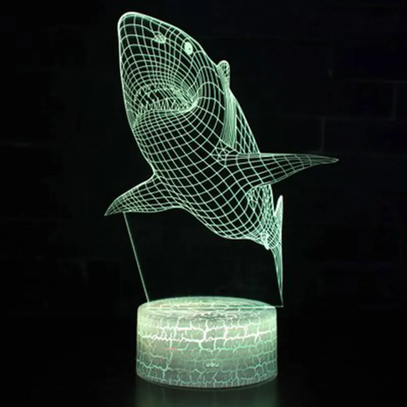 Акула тема 3D лампа светодиодный Ночной светильник 7 цветов изменить Touch Настроение лампы Новогодний подарок Dropshippping