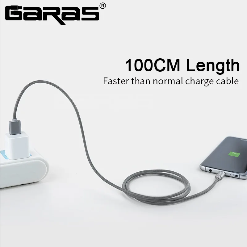 جرس QC3.0 USB نوع C كابل 3A سريع شاحن/كابل بيانات C نوع لهواوي/Xiaomi/سامسونج USB C سريعة شاحن الهاتف المحمول كابل