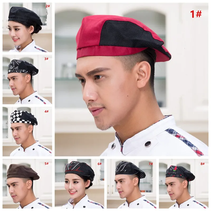 

Cook Men Women Kitchen Baker Chef Cap Unisex Beret Hat Catering 9 Colors YLM9934