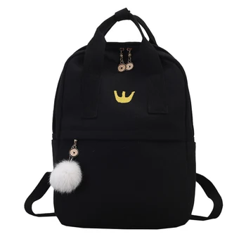 

Women Lady Girl Backpack School Bag Embroidery Zipper Canvas For Mobile Phone Money MSJ99