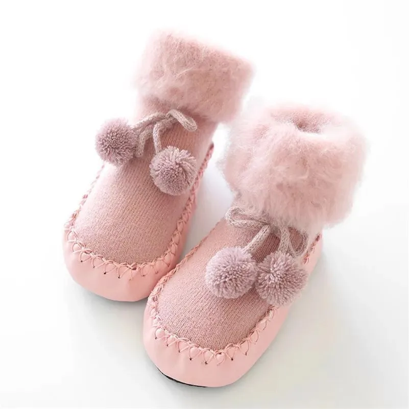 Infant Socks For Baby Warm Booties Sock With Rubber Soles For Toddler Newborn Baby Boy Socks Shoes Kids Winter Foot Socks