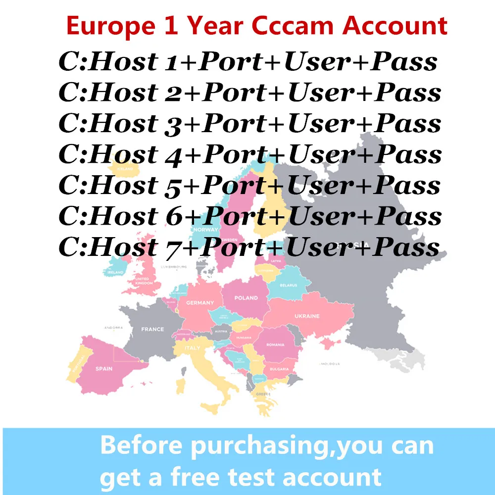 Европа 7 C-Line CCCAM счет Cline 1 год для Европы Испания Германия для DVB S2 V7 V8 S9 Мини Full HD спутниковый ТВ приемник коробка