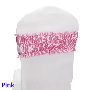 

Pink sash wedding chair sash ruffled spandex sash for chair covers fit for all chairs for wedding,banquet,party decoration