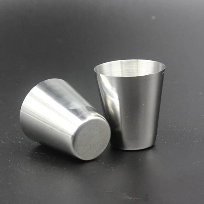 Shot Glasses 4pcs/set 30ml Mini Stainless Steel Wine Drinking Glasses With Leather Cover Bag Barware Portable Outdoor