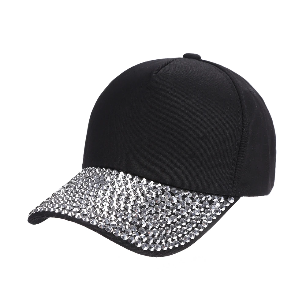 Унисекс со стразами шипованных Бейсбол кепки DIY Хлопок Bling теннис шапки модные остроконечные бомбардировщик шляпа Открытый блестящие бейсбольные