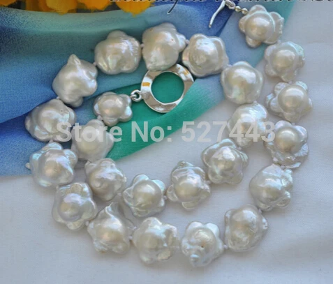 

Wholesale fast 17" 18mm flower white keshi reborn freshwater pearl necklace AAA