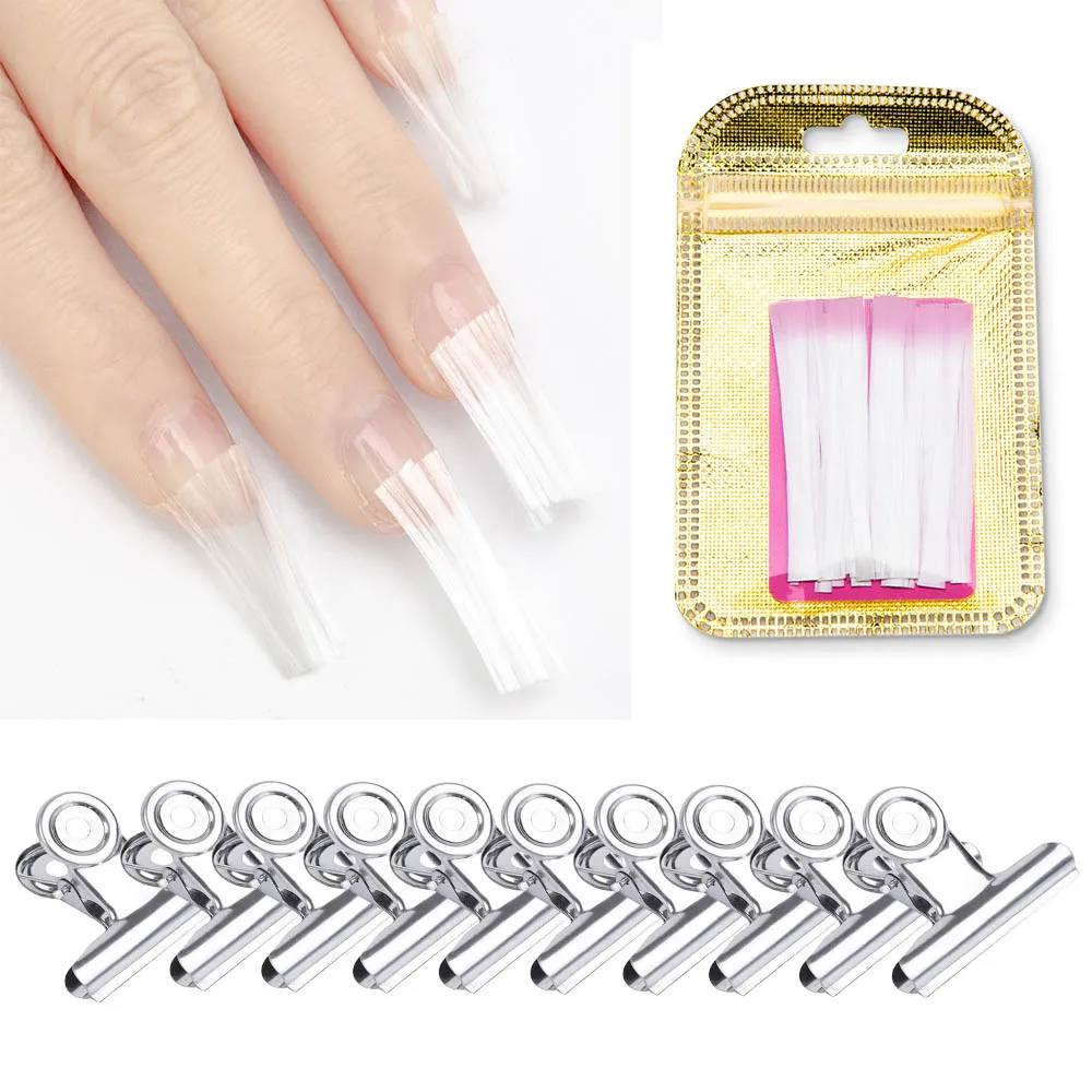 Ladymisty 20Pcs Nails Extension Nail Forms Silk Wraps Fiberglass Nail