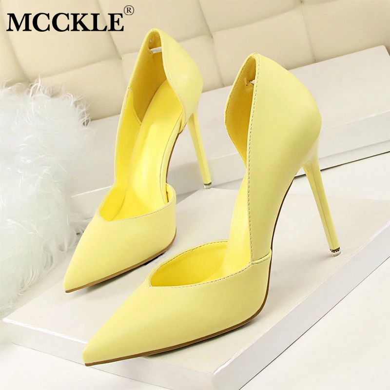 

MCCKLE Women Sexy High Heels Stiletto Pumps Ladies Pointed Toe Shallow Slip On Party Shoes Female Spring Thin Heel Footwear