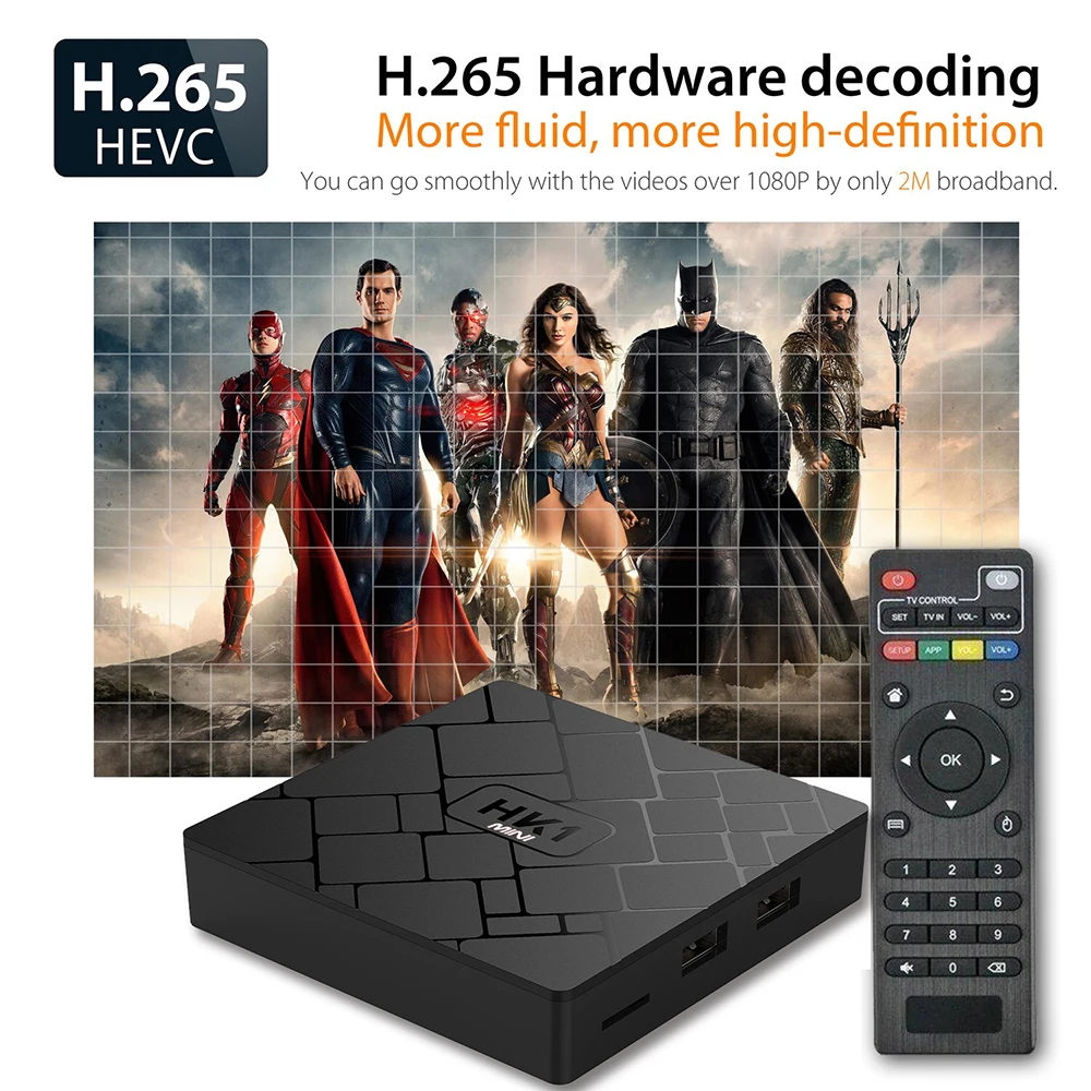 Новейший Android 8,1 Smart tv BOX HK1 мини 2 Гб 16 Гб Rockchip RK3229 четырехъядерный wifi H.265 HEVC 4K 3D телеприставка медиаплеер