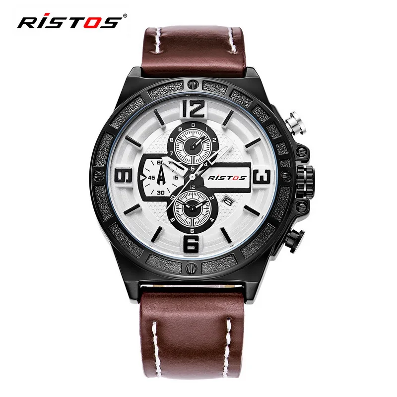 

RISTOS Extreme Sports Watch Quartz Watch Casual Leather Watches Reloj Masculino Analog Army Men Watches Famous Wristwatch 93009