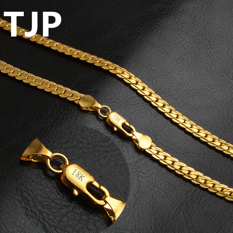 

TJP 5MM Fashion Gold Women Choker Necklace Jewelry 20 Inch Popular Men Necklace For Boyfriend Lovers Anniversary Party Gift