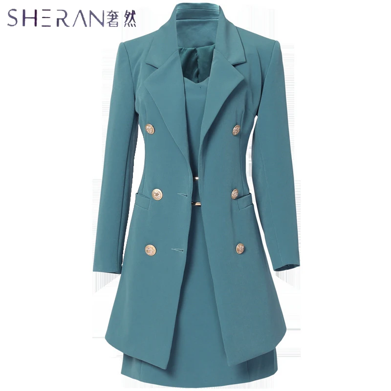 

2015 Autumn Office Ladies Suits Plus Size Dress Slim package hip vest skirt long-sleeved dress two-piece Women Free Shipping