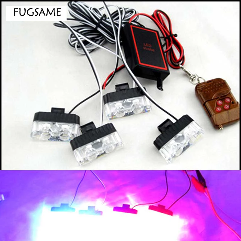 

4x2 8LED 8W Wireless Control Super power Strobe flash led warning light Car Working light DRL Strobe Police Fireman Lamp