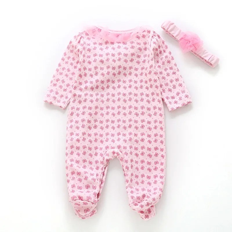 Princess Newborn Baby Girl Clothes Printing Bow Lace Jumpsuit & Headband Cute Infant Girls Footies Onesie Clothing