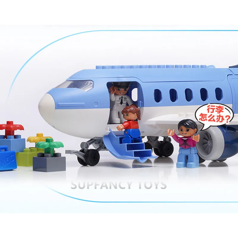 Air Passenger Plane Large Particles Building Blocks Sets Kids DIY Educational Toys for Children Compatible LegoINGs Duplo Bricks