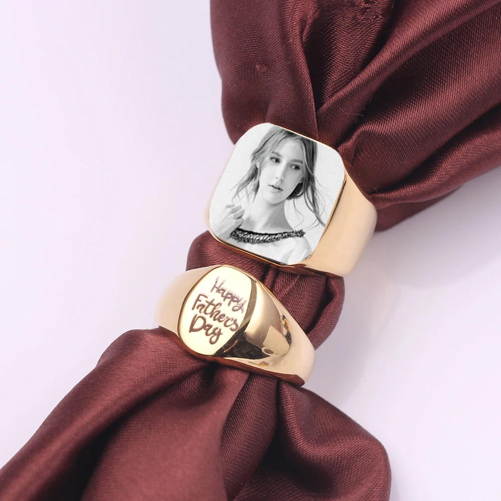 

Customize Jewelry 24mm Personalize Custom Ring Gift For Women Man Engraved Name Photo Text/Pattern Stainless Steel Charm Ring
