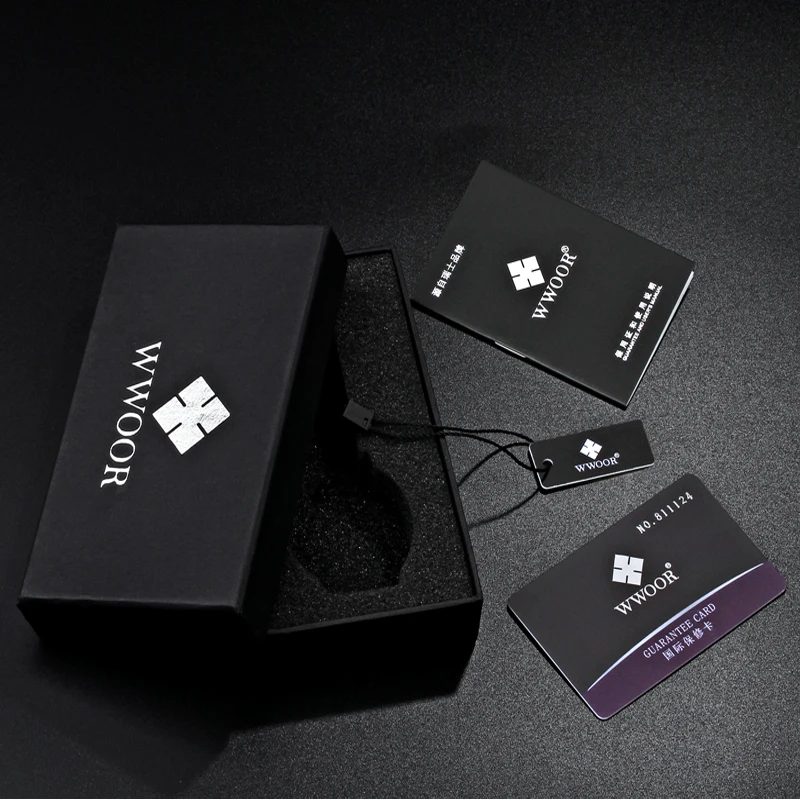 

Fashion Balck Square WWOOR Watch Gift Box, Hard Card Material.It will be sent with WWOOR watch. not be sold separately.