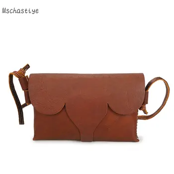 

Genuine Leather Women Crossbody Bags Mschastiye 2018 Vintage bag Cow Leather Female Solid Messenger bags envelope Small bags