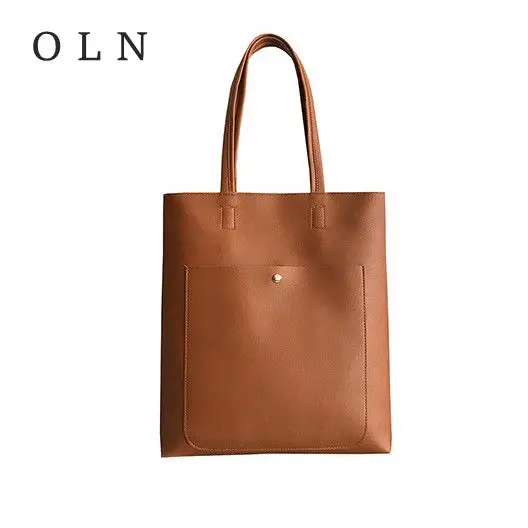 

Women Leather Totes Concise Design Lady Shoulder Bags Simple PU Tote Stylish Sac a Main Fashion Rivet Free Shipping