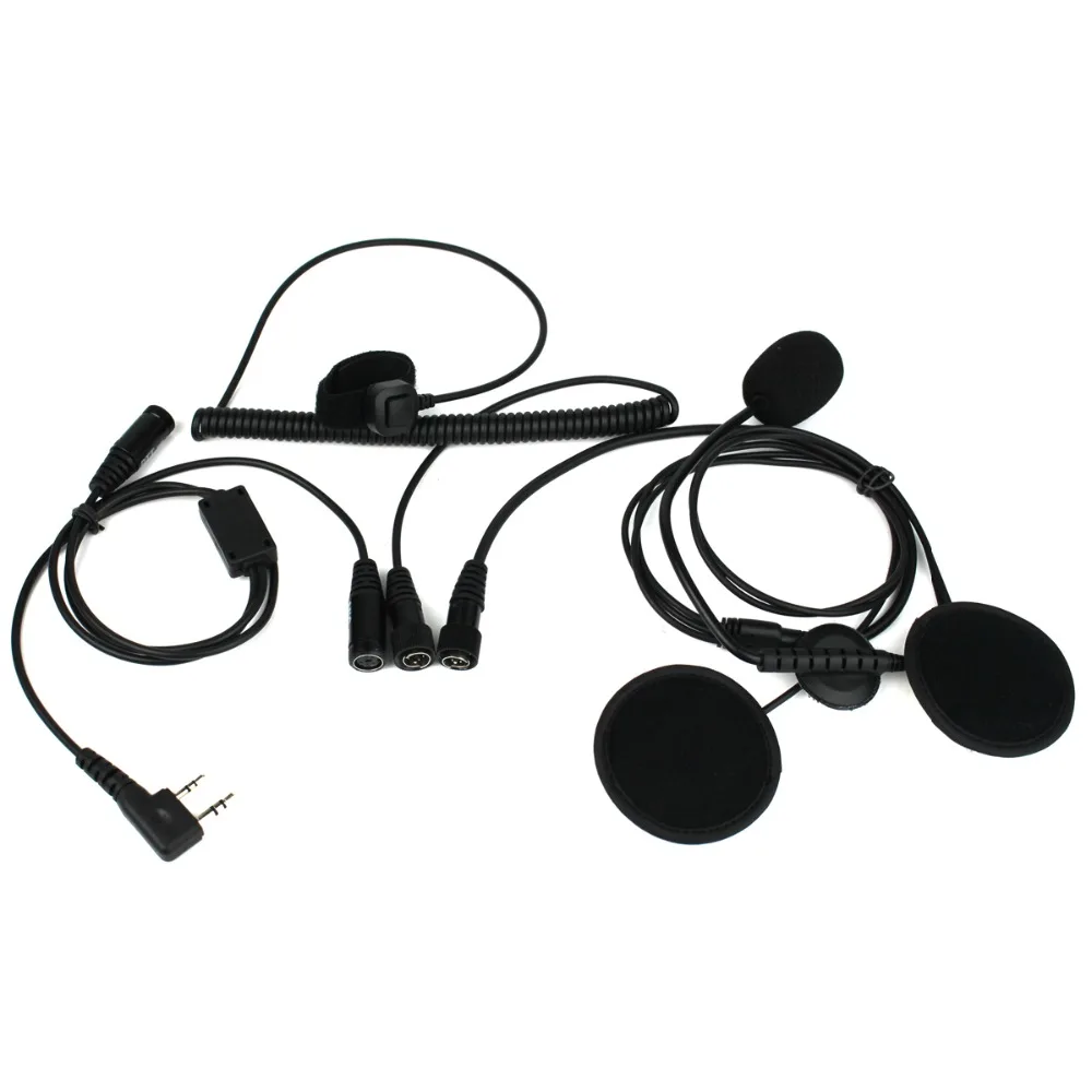 2 Pin Finger PTT Motorcycle Helmet Radio Headset Microphone for Kenwood BAOFENG TYT Ham Radio