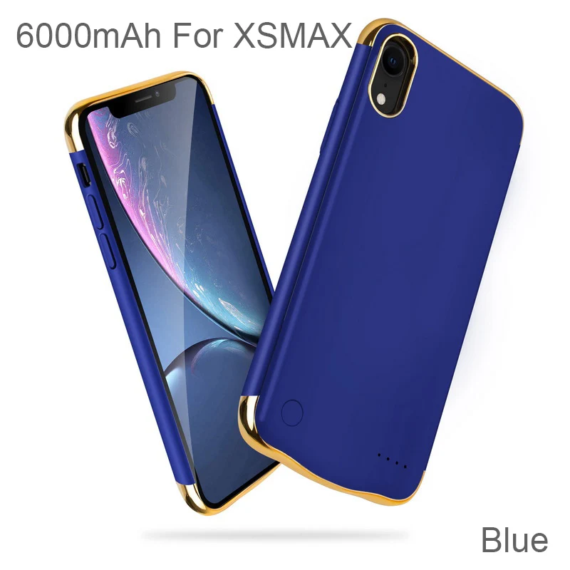 XGODY противоударный чехол-батарея для iphone X XS XR XSMAX 6000 мАч Внешний банк питания для мобильного телефона для iphone X XS XR XSMAX - Цвет: Blue For XSMAX