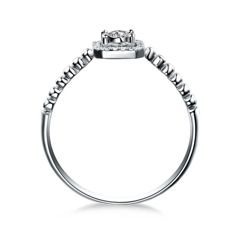 Zocai квадратной формы подлинная 0.09 СТ сертифицированный настоящее бриллиантовое обручальное кольцо 18 К белого золота( AU750) W05406