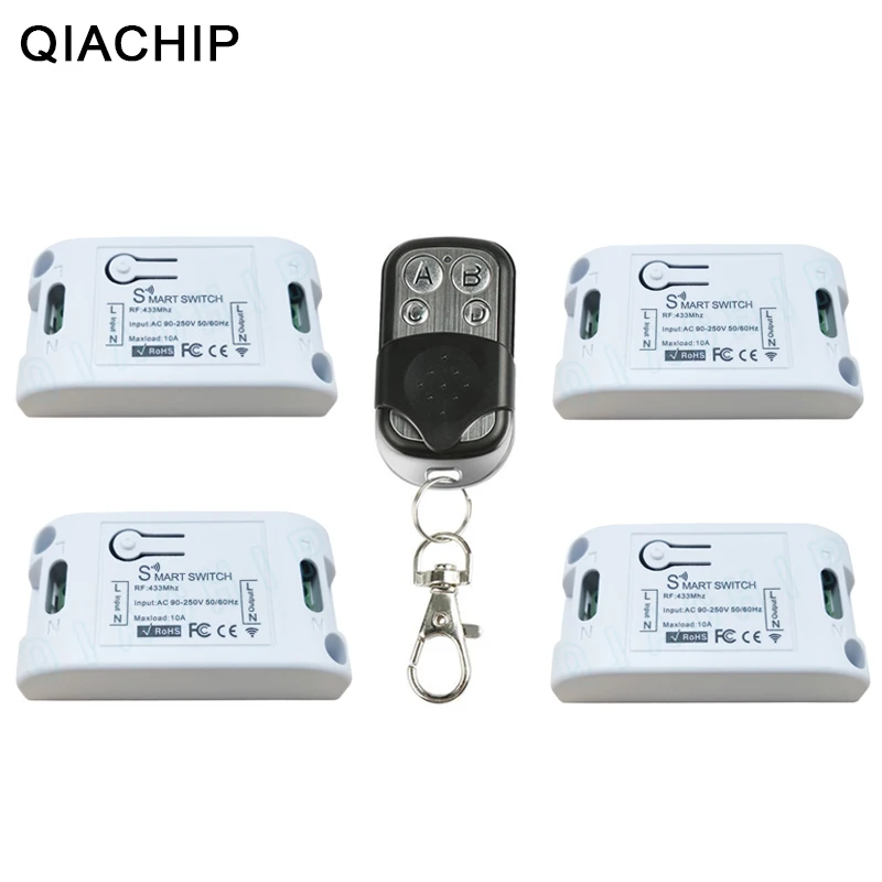 

QIACHIP AC 220V Bedroom Lamp LED Bulb Remote Control Switch Remote Transmitter Wireless RF Light Switch 433Mhz Smart Home Switch