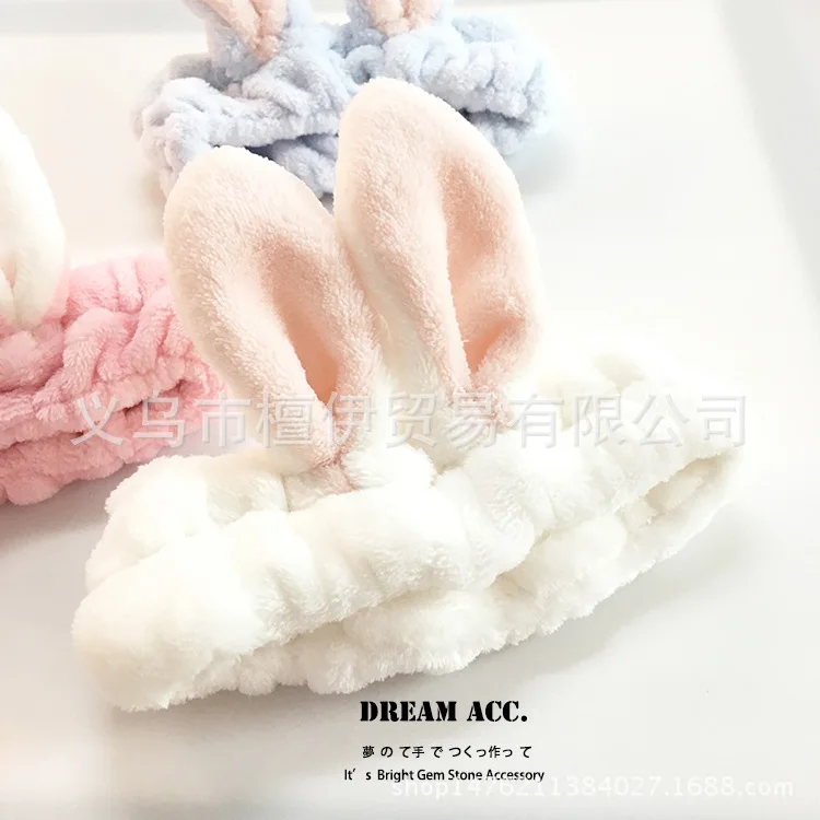 

Soft Hairband Facial Mask Hair Band Cute Rabbit Cartoon Animal Coral Fleece Baby Bands Girl Women Hair Bands Wash Face Hair Band