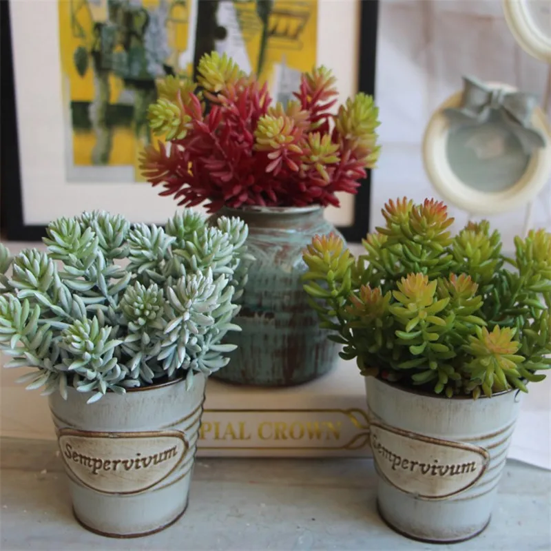 

Artificial plants European simulation flower 6 fork Yulian micro-landscape multi-meat plant potted family New Year decoration