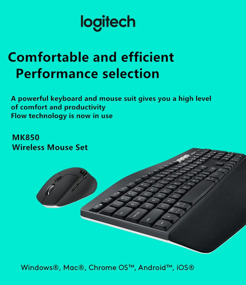 Комплект беспроводной клавиатуры и мыши logitech MK850