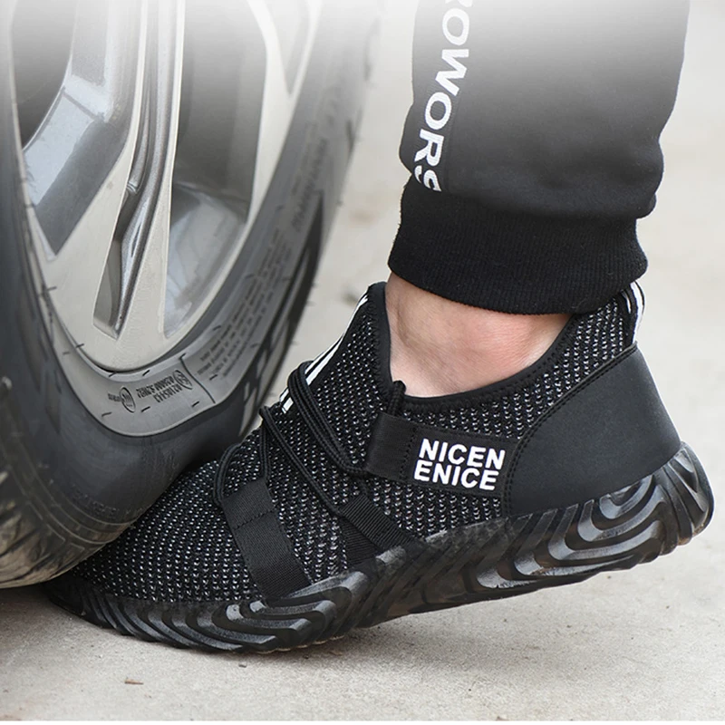 

lightweight steel toe safety shoes men fashion work shoes puncture-proof soles and air mesh vamp large size 36-46 MB236