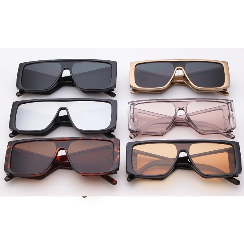 Luxury Brand Oversized Shield sunglasses for men square big frame sun glasses women 2019 windproof Cool Black Shield Eyewear