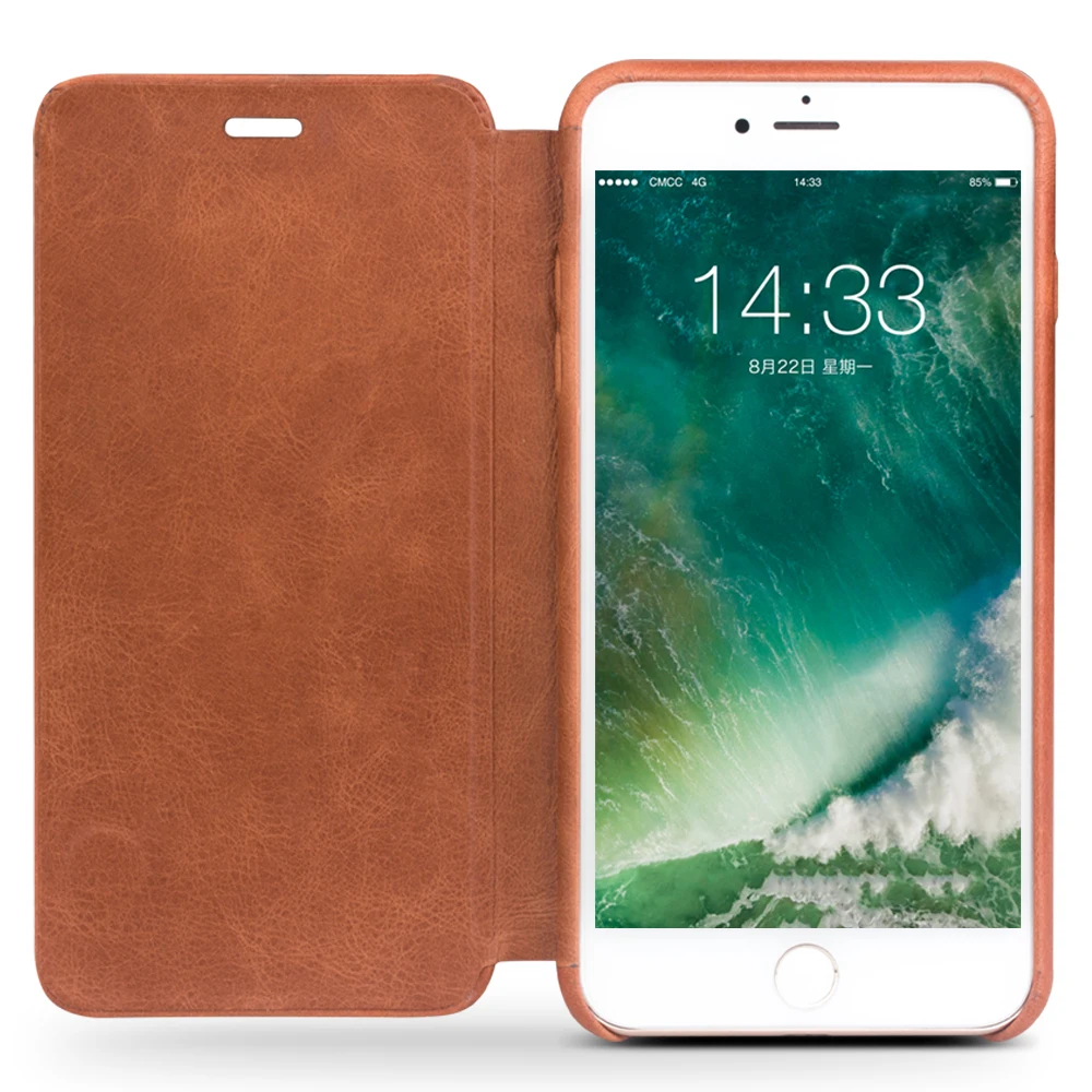 Чехол книжка QIALINO из натуральной кожи для iPhone 8 роскошный Ультратонкий чехол