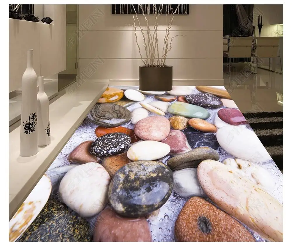 Пользовательские фото обои 3d полы Водонепроницаемый самослипание росписи Цветной мощеный пол плитка обои декор гостиной