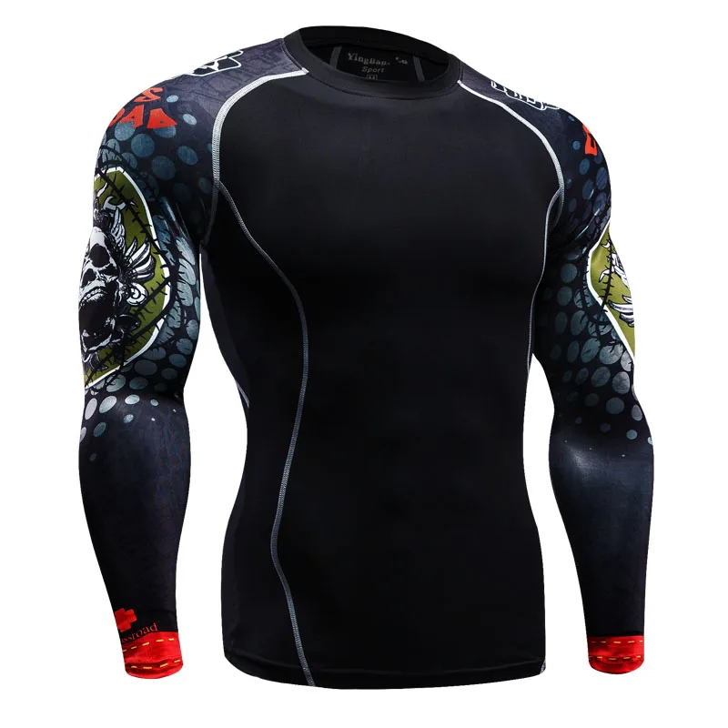 Mens Compression Shirts Bodybuilding Skin Tight Long Sleeves Jerseys Clothings MMA Crossfit Exercise Workout font b