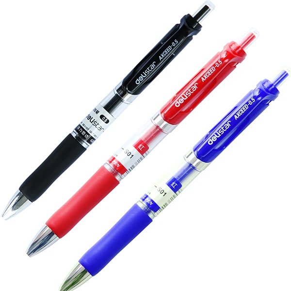 Free shipping Black Red Blue Gel Pen 3 Colors 0.5mm Gel Ink Pen press