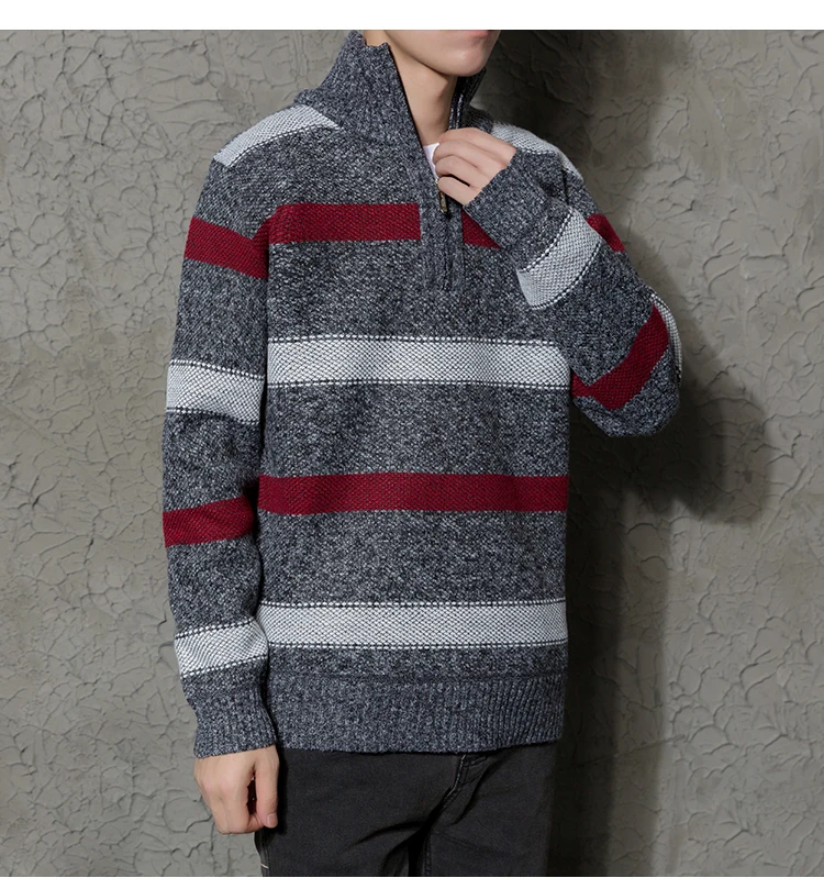 Пуловер с круглым вырезом Для мужчин брендовая одежда осень-зима Новое поступление кашемир свитер Для мужчин Повседневное полосатый Потяните Для мужчин ropa