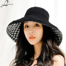 Lanxxy Новая женская панама классические модные клетчатые шляпы с широкими полями для рыбалки летняя шляпа для путешествий Панама женское украшение на голову