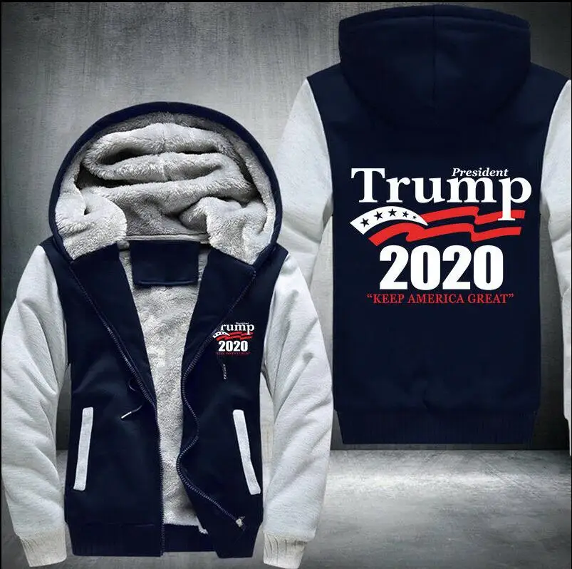 Drop shipping President Trump keep america great Man's Design Male Jacket Thicken Fleece US Size