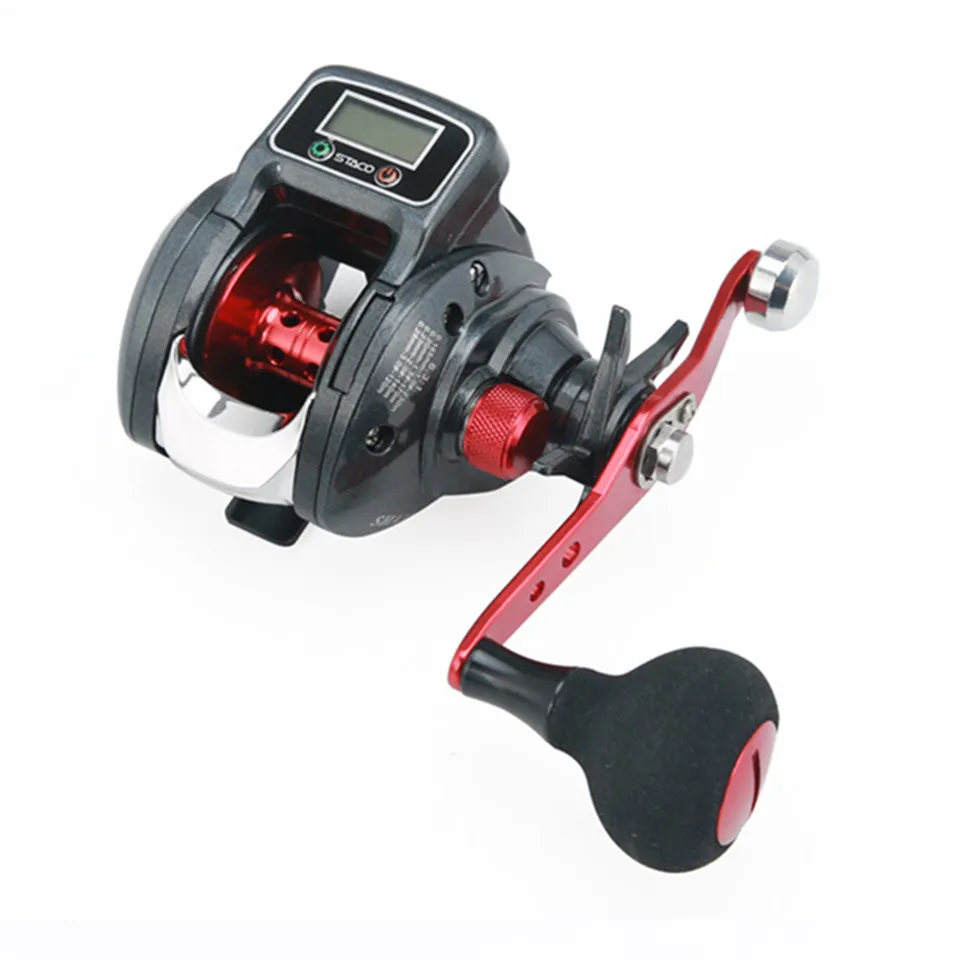 Carretel de Pesca com Display Contador de Água 13 + 1 Novo Rolamento Esquerda Direita Digital Linha Pesca Salgada Carpa Carretel 6.3: 1 Carcaça Rolagem 18 - 18 Esporte e Lazer