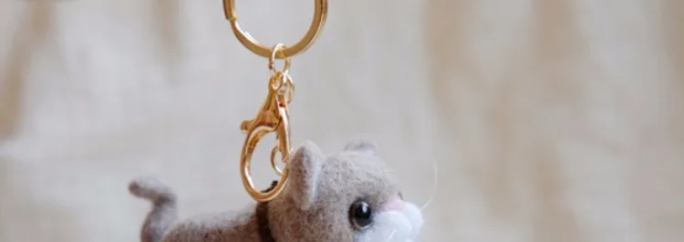 Шерстяного фетра DIY ручной работы куклы, с милым рисунком кота ватный Войлок Материал для ключей на сумку украшение "Кольцо" подарок на день рождения