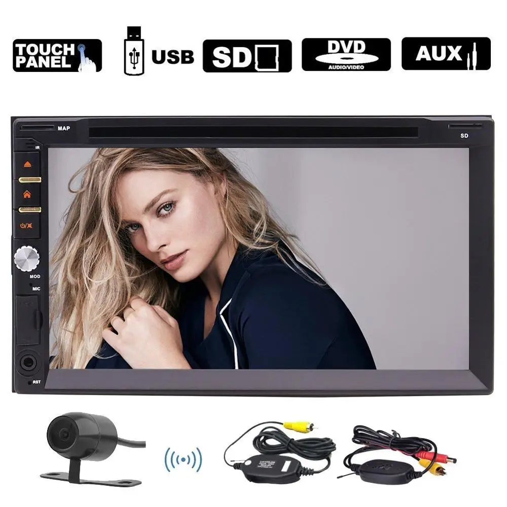 

2 Din Car Stereo DVD CD Player Receiver Head Unit Radio GPS Navigator 3 Types of UI Bluetooth Capacitive Screen Remote+Camera