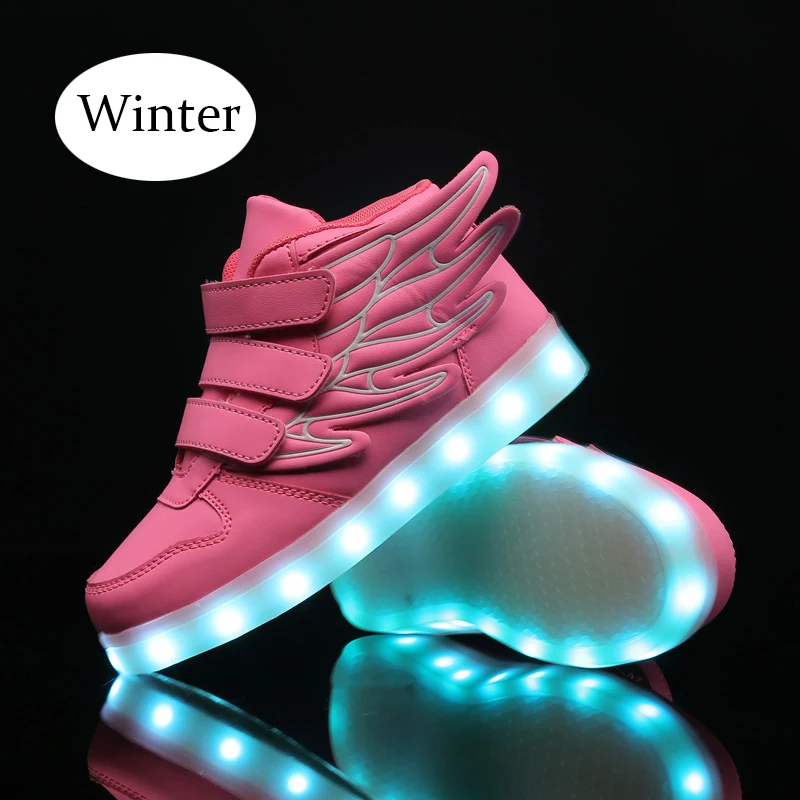 Детский Светильник с крыльями; детская обувь с подсветкой для мальчиков и девочек; светящиеся кроссовки с зарядкой через usb; модная обувь для мальчиков