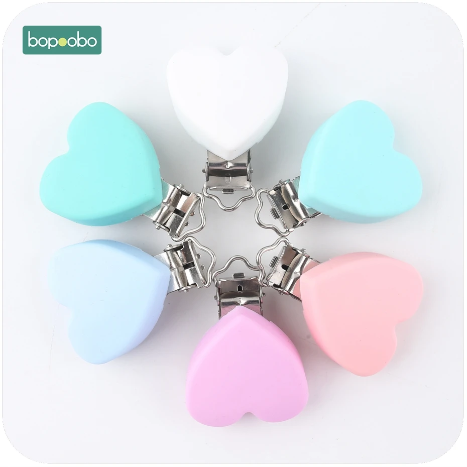 

Bopoobo детский Прорезыватель для зубов, Силиконовая пустышка с зажимом для сердца, 1 шт., экологичные Аксессуары для ремесел, адаптеры, насадки, силиконовый Прорезыватель